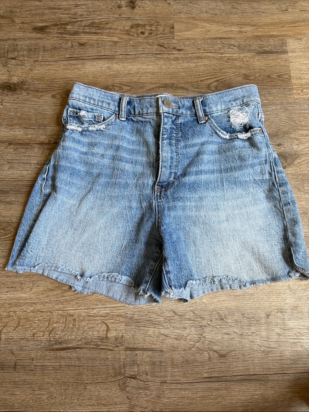 BKE Light Blue Distressed Denim Cutoff Shorts